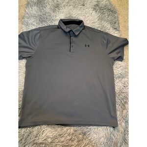 Under Armour Mens Polo Shirt Gray Athletic Golf Short‎ Sleeve XL